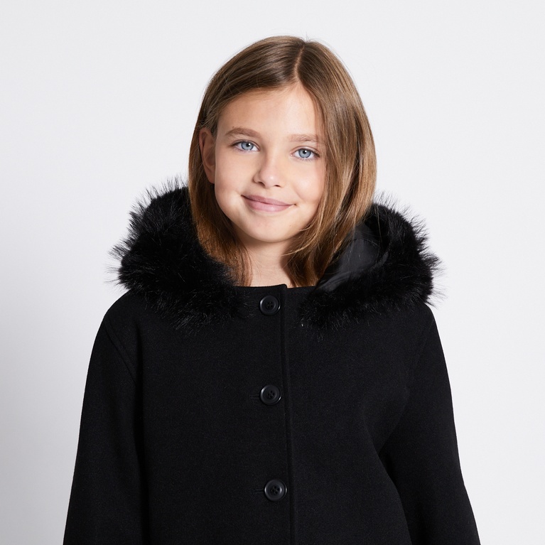 Faux fur collar jacket "Lovalie Star" Black